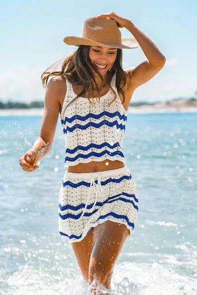 Cupshe Wavy Tide Striped Cover-up Top In White