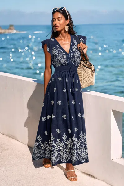 Cupshe Weekend Explorer Floral Maxi Dress In Blue
