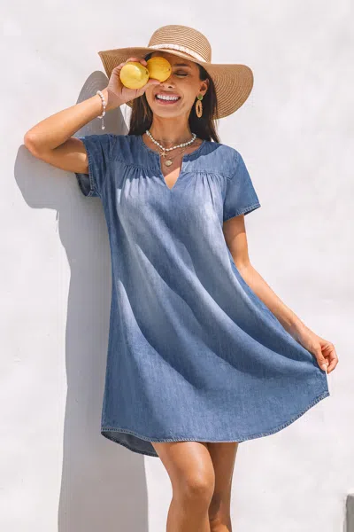 Cupshe While We're Here Denim Mini Dress In Blue