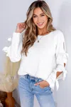 Cupshe White Bow-embellished Long Sleeve Sweater In White