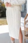 Cupshe White Cable Knit Midi Sweater Skirt In White