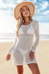 Cupshe White Cutout Flared Sleeve Cover-up Dress In White