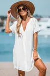 Cupshe White V-neck Cover-up Mini Dress In White