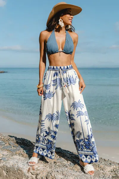 Cupshe Wild Horizon Tropical Pants In Blue