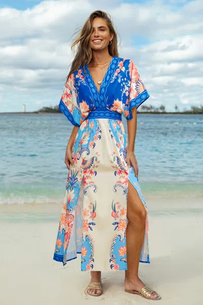 Cupshe Wild Nectar Tropical Maxi Dress In Blue
