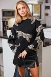 Cupshe Wildin' Leopard Sweater In Black