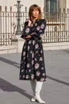 Cupshe Window Shopping Floral Midi Dress In Black