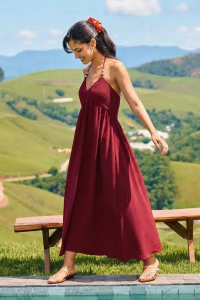 Cupshe Wine Not Burgundy Maxi Dress