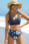 Cupshe With Grace Floral Bikini Set In Blue