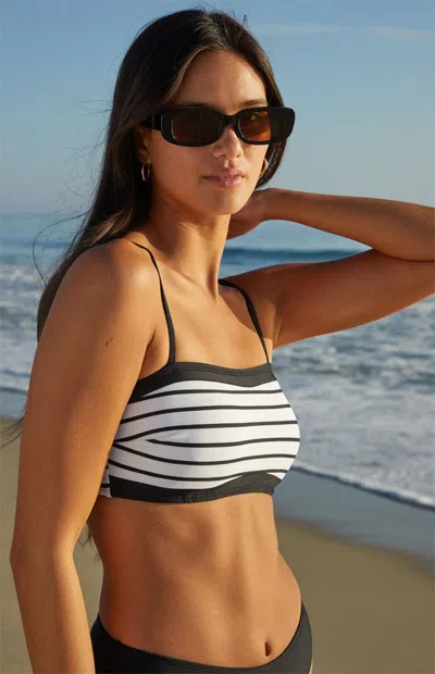 Cupshe Women's X Jojo Escaping Striped Bralette Bikini Top In Black