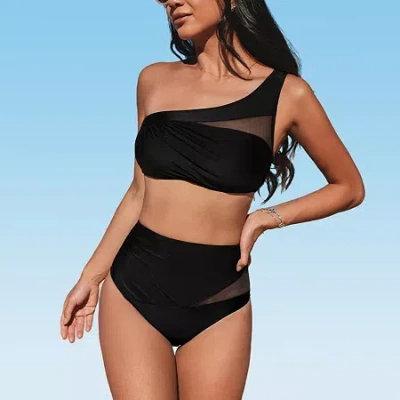 Cupshe Womens 2-pc. Bikini Set In Black