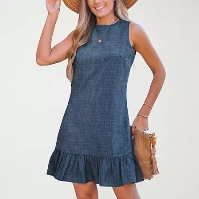 Cupshe Womens Petite Sleeveless A-line Dress In Blue