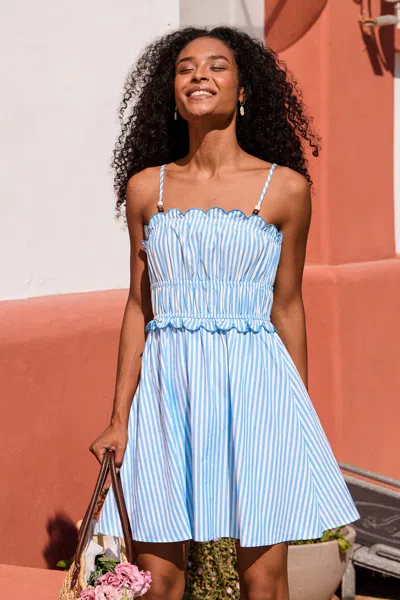 Cupshe Wonderstruck Striped Mini Dress In Blue