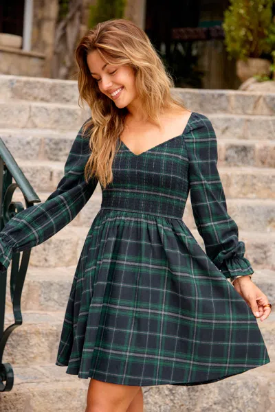 Cupshe Worth Noting Plaid Mini Dress In Green