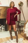 Cupshe X Jojo Red Wine Longline Blazer In Red