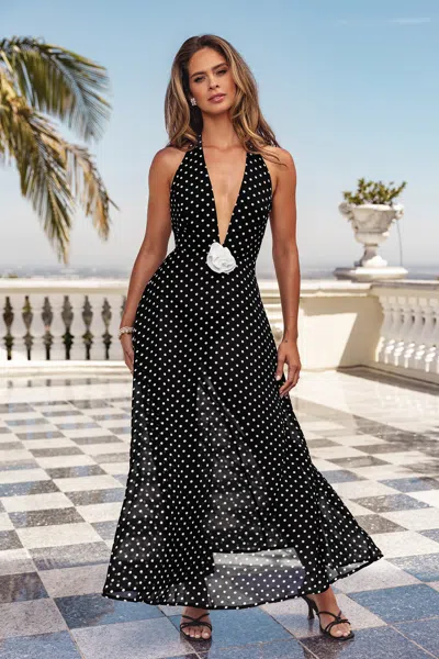 Cupshe X Kelsey Anderson Poolside Polaroid Cover-up Maxi Dress In Black