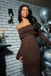 Cupshe X Layla Taylor All The Receipts Midi Dress In Brown