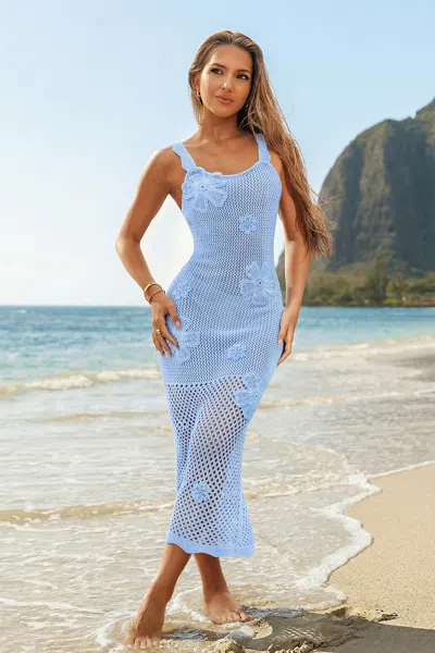 Cupshe X Lexi Rivera Carpe Diem Cover-up Maxi Dress In Blue