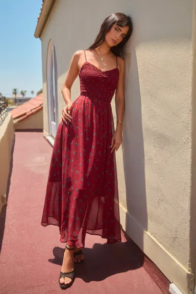 Cupshe X Renee & Elisha Herbert Cabernet Maxi Dress In Burgundy