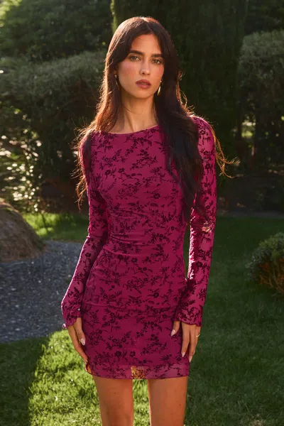 Cupshe X Renee & Elisha Herbert Paris Mini Dress In Burgundy