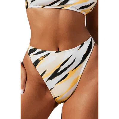 Cupshe X Stassie Wild Weekend High Waist Cheeky Bikini Bottoms In White