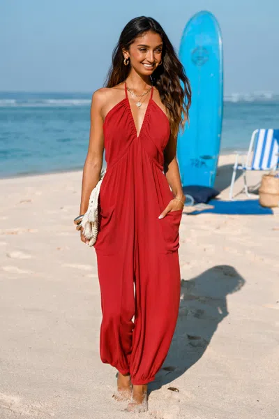 Cupshe You're Glowing Red Jumpsuit