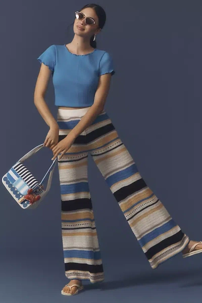 Curaae By Elliatt Harlow Striped Sweater Pants In Blue