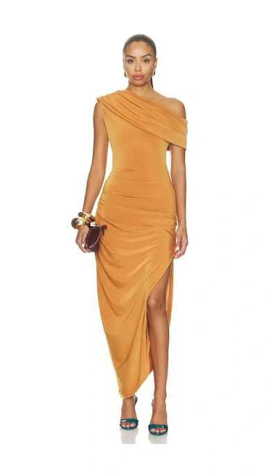 Curaae By Elliatt Roya Asymmetric Maxi Dress In Caramel Brown