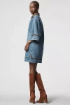 Curaae Rhea Short-sleeve V-neck Denim Mini Dress In Blue
