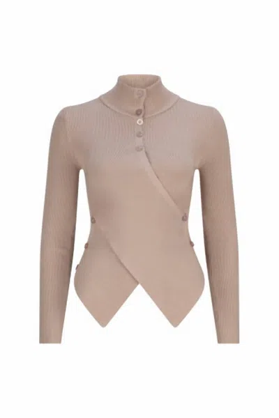 Curaae Women's Asymmetrical Buttons Top In Oat In Brown