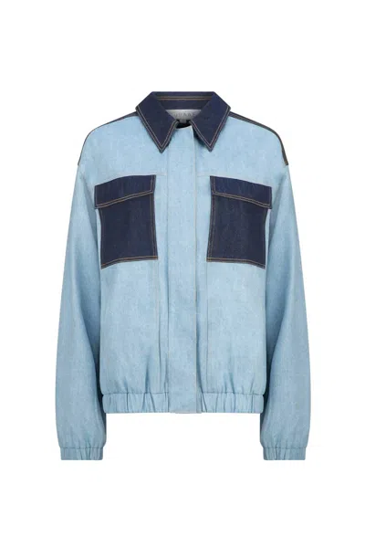 Curaae Women's Lucca Jacket In Light And Dark Wash Denim In Blue