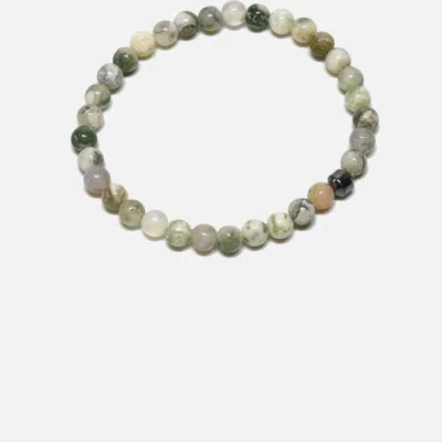 Curated Basics 6mm Moss Agate Stretch Beaded Bracelet In Green