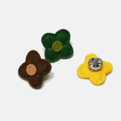 Curated Basics Kids' Assorted Wool Felt Flower Lapel Pins In Yellow