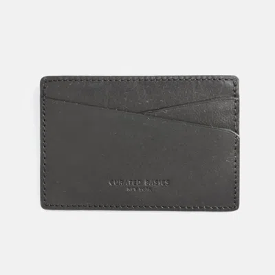 Curated Basics Black Smooth Leather Cardholder In Gray