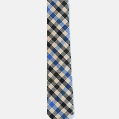 Curated Basics Blue And Black Gingham Tie In Gray