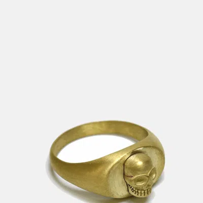Curated Basics Brass Skull Ring In Gold