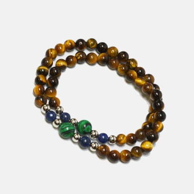 Curated Basics Double Wrapped Tiger Eyes Stretch Beaded Bracelet In Brown
