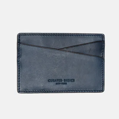 Curated Basics Navy Leather Cardholder In Blue