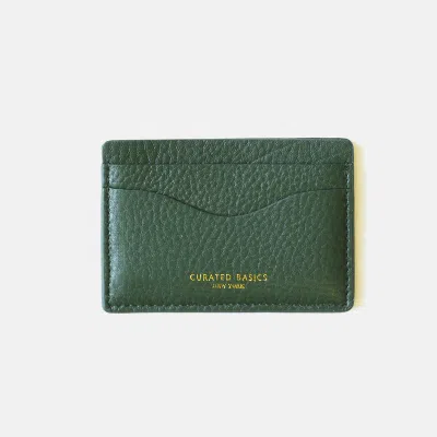 Curated Basics Pebble Grain Leather Cardholder In Green