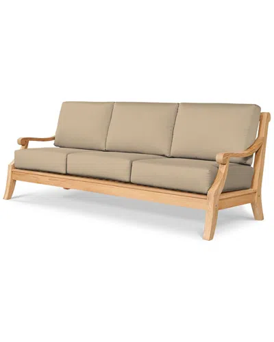 Curated Maison Adrien 3-person Teak Outdoor Sofa With Sunbrella® Fawn Cushion In Neutral