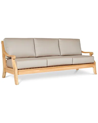 Curated Maison Adrien 87.25 Inch Teak Deep Seating Outdoor Sofa With Sunbrella  Antique Beige Cushio In Brown