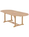 Curated Maison Amelie Oval Teak Outdoor Dining Table With Built-in Extension In Brown