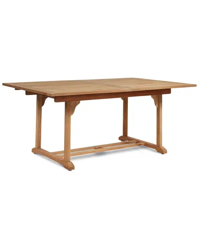 Curated Maison Belmont Rectangular Teak Outdoor Dining Table With Built-in Extension And Umbrella Hole In Brown