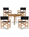 Curated Maison Cateline 5-piece Square Teak Outdoor Dining Set With Black Textilene Fabric In Brown
