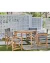 Curated Maison Cateline 5-piece Square Teak Outdoor Dining Set With Taupe Textilene Fabric In Brown