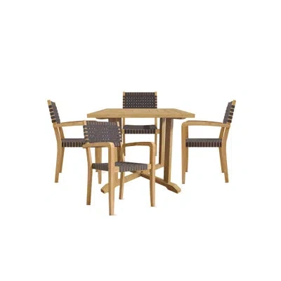 Curated Maison Clairene 5-piece Square Teak Outdoor Dining Set With Stacking Armchairs In Brown