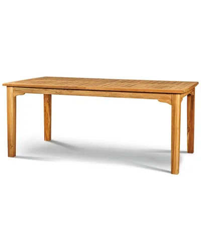 Curated Maison Clarisse Rectangular Teak Outdoor Dining Table With Built-in Extension And Umbrella Hole In Brown