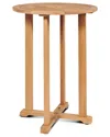 Curated Maison Clement Round Teak Bar Height Outdoor Bistro Table With Umbrella Hole In Brown