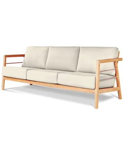 Curated Maison Daniele 3-person Teak Outdoor Sofa With Sunbrella® Canvas Cushion In Beige