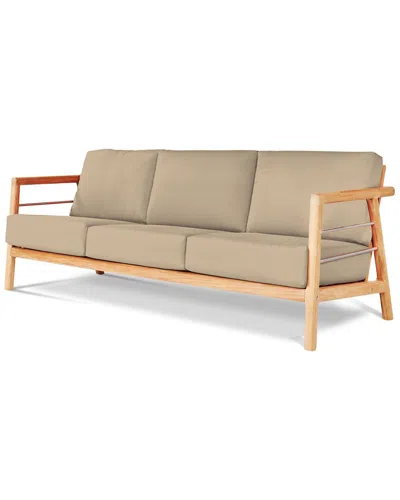 Curated Maison Daniele 3-person Teak Outdoor Sofa With Sunbrella® Fawn Cushion In Neutral